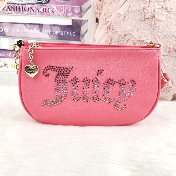 TikTok {Juicy Couture} Pink Rhinestone Shoulder Bag Purse - Picture 1 of 7